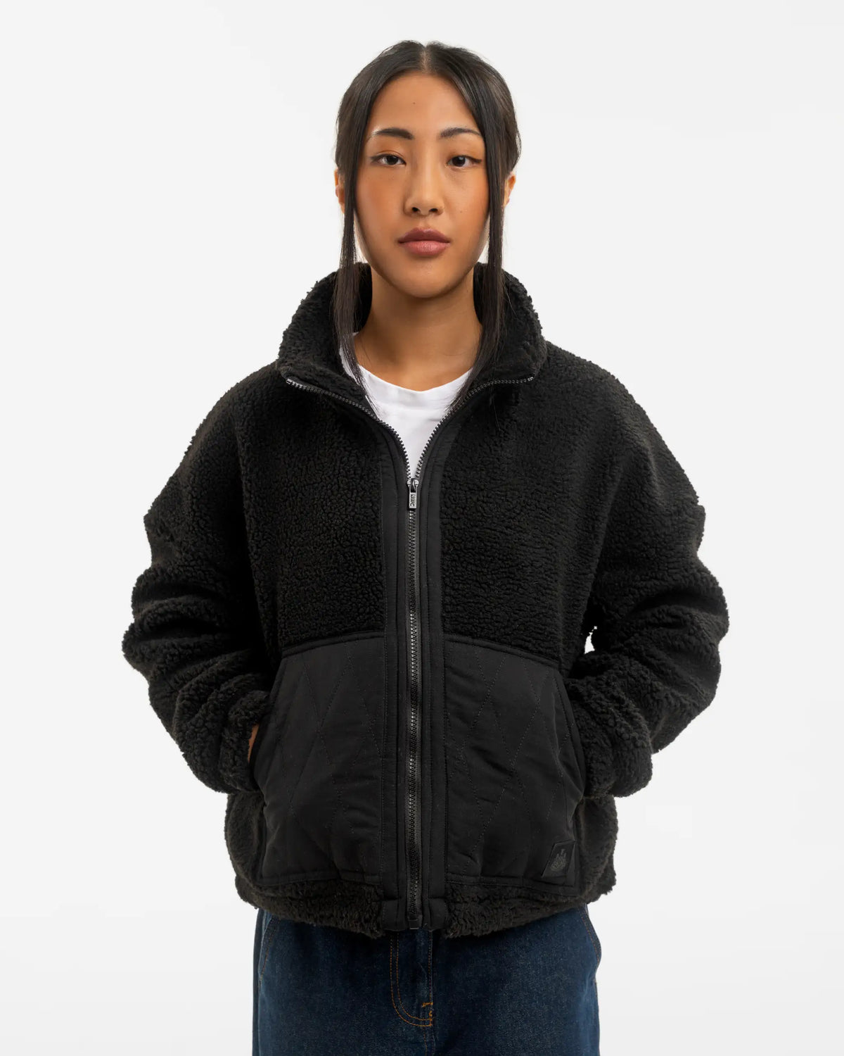 Newcastle United Women's Black Full Zip Cropped Fleece Jacket