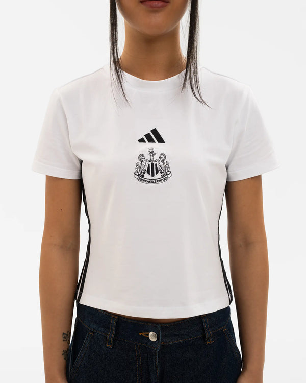Newcastle United adidas Women's Essentials 3-Stripes Slim White Baby T-Shirt