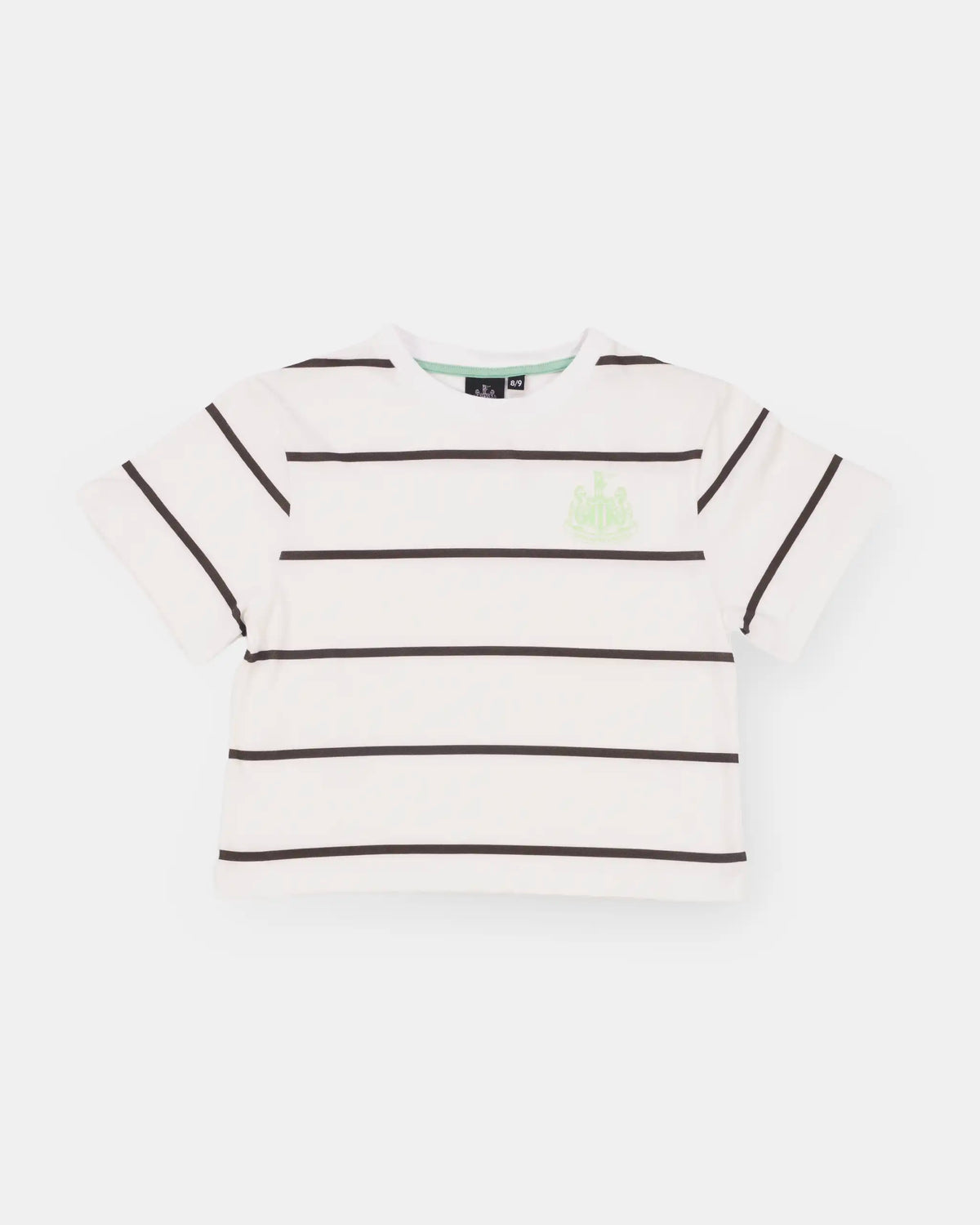 Newcastle United Girl's Black & White Striped Cropped T-Shirt