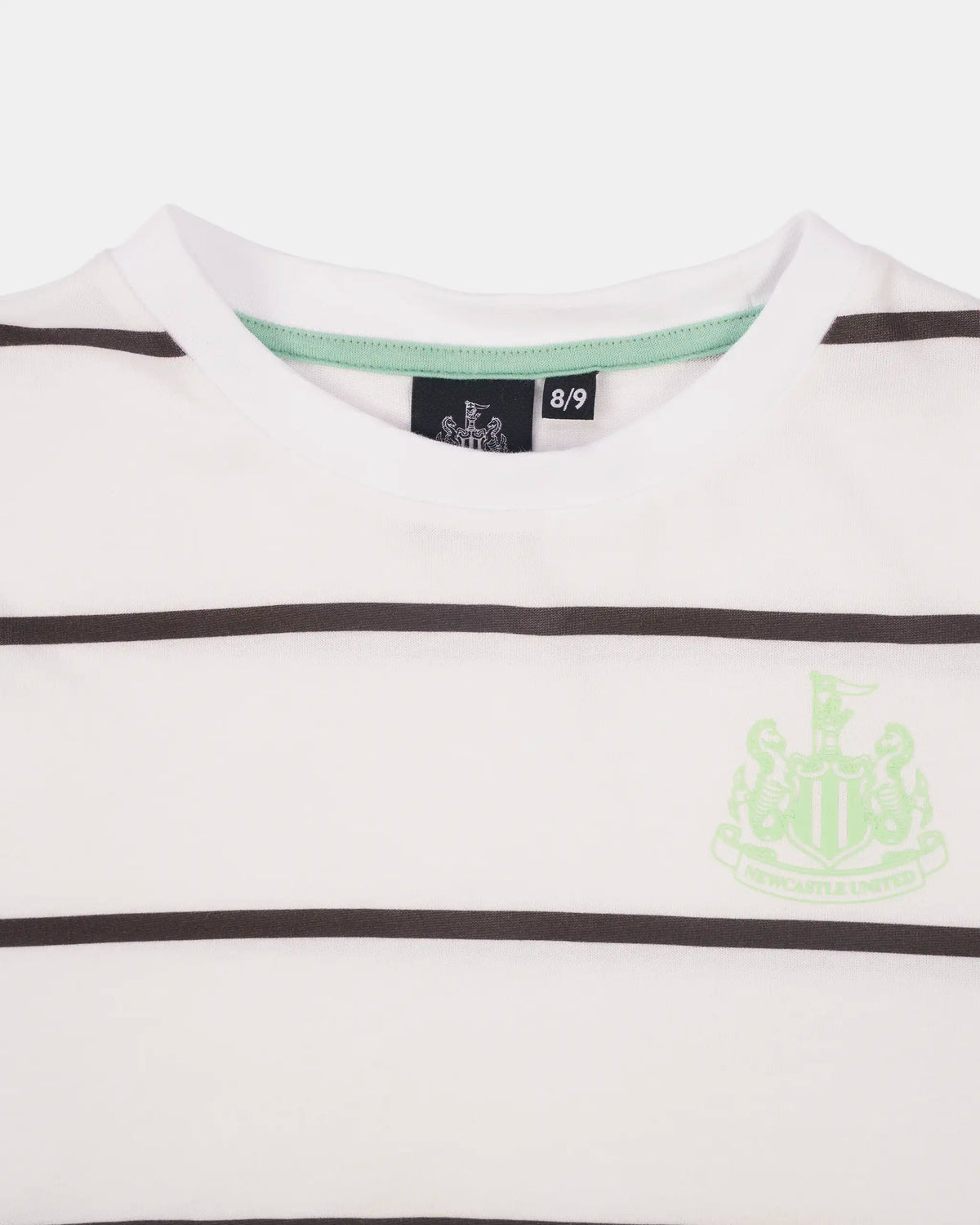 Newcastle United Girl's Black & White Striped Cropped T-Shirt