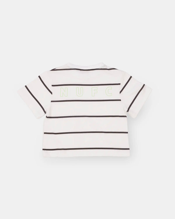 Newcastle United Girl's Black & White Striped Cropped T-Shirt
