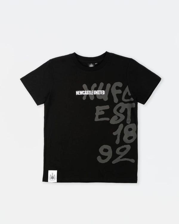 Newcastle United Kids' Black Graffiti Print T-Shirt